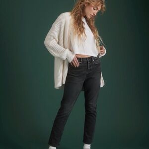 AE77 Premium Straight Crop Jeans Black Wash High Rise Size 10 NWOT